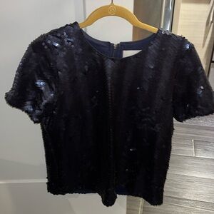 Shopbop Navy Sequin Top